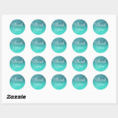 Faux Blauwgroen Glitter Turquoise Ombre Bedankt Ronde Sticker (Vel)