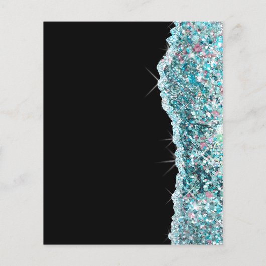 Faux blauwgroen glitterflyer flyer (Achterkant)