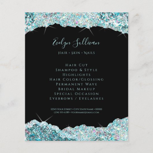 Faux blauwgroen glitterflyer flyer (Voorkant)