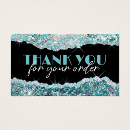 Faux blauwgroen glittersequentie met kortingskaart visitekaartje