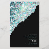 Faux blauwgroen iriserende glitter prijslijst flye flyer (Achterkant)