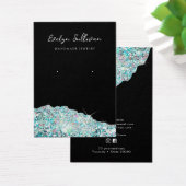 Faux blauwgroen liridescent glitter earing display visitekaartje (Bureau)