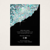 Faux blauwgroen liridescent glitter earing display visitekaartje (Achterkant)