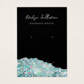 Faux blauwgroen liridescent glitter earing display visitekaartje (Voorkant)