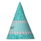 Faux Blauwgroen Sequins en Diamonds Feesthoedjes (Rechts)