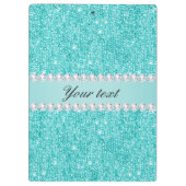 Faux Blauwgroen Sequins en Diamonds Klembord (Achterkant)