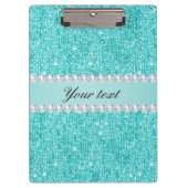 Faux Blauwgroen Sequins en Diamonds Klembord (Voorkant)