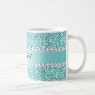 Faux Blauwgroen Sequins en Diamonds Koffiemok