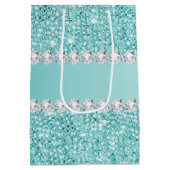 Faux Blauwgroen Sequins en Diamonds Medium Cadeauzakje (Achterkant)