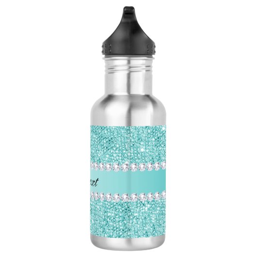 Faux Blauwgroen Sequins en Diamonds Waterfles (Rechts)