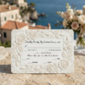 Faux Blind Embossed Floral Sculpture Ivory RSVP Kaartje