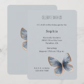 Faux Blue Denim Butterfly Birthday Kaart (Voorkant / Achterkant)