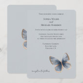 Faux Blue Denim Butterfly Wedding Kaart (Voorkant / Achterkant)