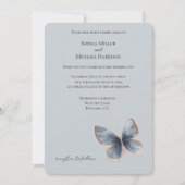 Faux Blue Denim Butterfly Wedding Kaart (Voorkant)