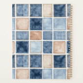 Faux Blue Denim Cream First Coffee Beans Heart Planner (Achterkant)