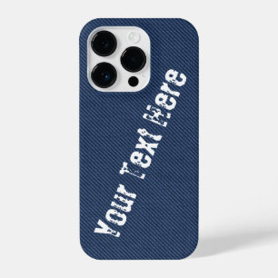 Faux Blue Denim Fabric Custom Text iPhone Case 14 Plus Hoesje