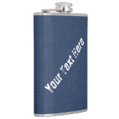 Faux Blue Denim Fabric Fles met aangepaste tekst Heupfles (Rechts)