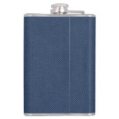 Faux Blue Denim Fabric Fles met aangepaste tekst Heupfles (Achterkant)