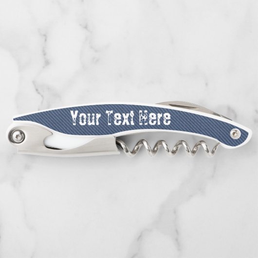Faux Blue Denim Waiter's Kurkentrekker Aangepaste  (Voorkant)