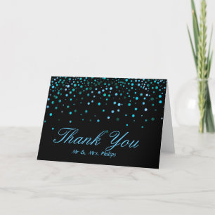 Faux Blue Folie Confetti Elegant Sparkles Bedankt