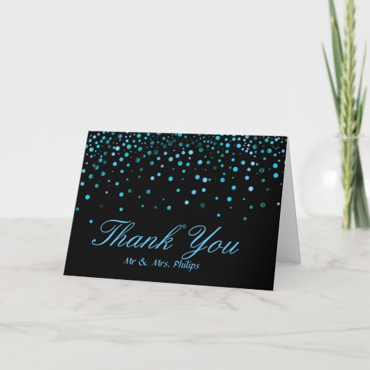 Faux Blue Folie Confetti Elegant Sparkles Bedankt (Voorkant)