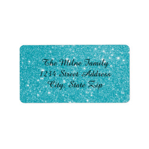 Faux Blue Glitter - Adresetiketten Etiket