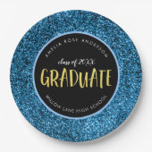 Faux Blue Glitter Afstuderen Afstuderen Paper Bord (Voorkant)