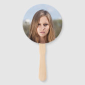 Faux Blue Glitter Afstuderen Foto Afstuderen Handwaaier (Achterkant)