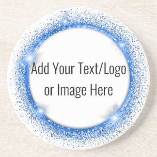 Faux Blue Glitter Circle Lijst Zandsteen Onderzett Onderzetter