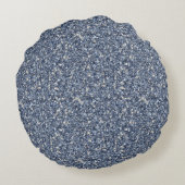 Faux Blue Glitter Cream Denim Rond Kussen (Achterkant)