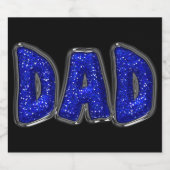 Faux Blue Glitter DAD-tekst die u aanpast Bier Etiket (Enkel label)