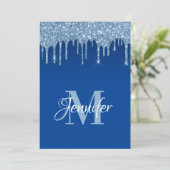 Faux Blue Glitter Drips 50th Birthday Kaart (Staand voorkant)