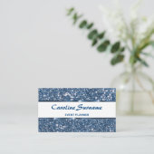 Faux Blue Glitter Glam Glitter Chique Event Planne Visitekaartje (Staand voorkant)