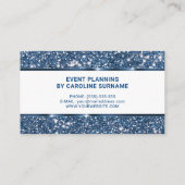 Faux Blue Glitter Glam Glitter Chique Event Planne Visitekaartje (Achterkant)