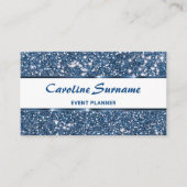 Faux Blue Glitter Glam Glitter Chique Event Planne Visitekaartje (Voorkant)