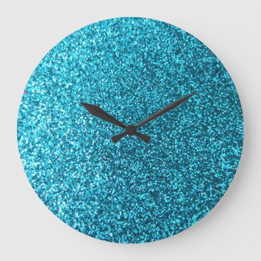 Faux Blue Glitter Grote Klok (Voorkant)