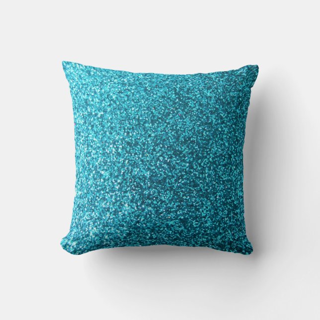 Faux Blue Glitter Kussen (Voorkant)