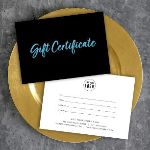 Faux Blue Glitter op zwart cadeaubon