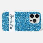 Faux Blue Glitter Pattern Kijk-like & Custom Name Case-Mate iPhone Case (Achterkant (horizontaal))