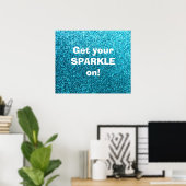 Faux Blue Glitter Poster (Thuiskantoor)