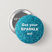 Faux Blue Glitter Ronde Button 5,7 Cm (Voorkant /achterkant)