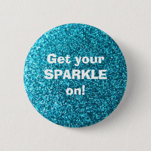 Faux Blue Glitter Ronde Button 5,7 Cm