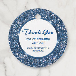 Faux Blue Glitter Texture Kijk - Dank je Bedankjes Labels