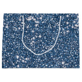 Faux Blue Glitter Texture look-like Graphic Groot Cadeauzakje (Voorkant)