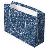 Faux Blue Glitter Texture look-like Graphic Groot Cadeauzakje (Achterkant Gekanteld)