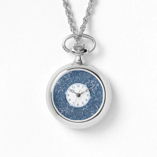 Faux Blue Glitter Texture look-like Graphic Horloge