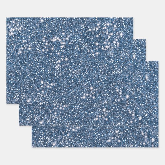 Faux Blue Glitter Texture look-like Graphic Inpakpapier Vel (Set)