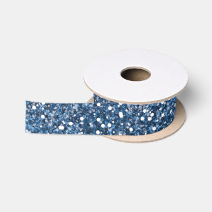 Faux Blue Glitter Texture look-like Graphic Satijnen Lint