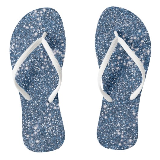 Faux Blue Glitter Texture look-like Graphic Teenslippers (Voetbed)