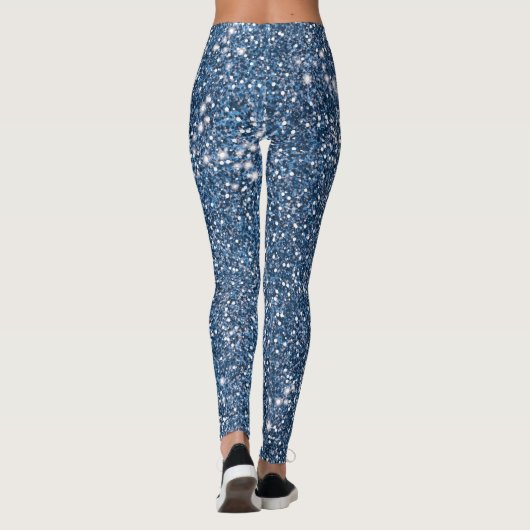 Faux Blue Glitter-textuur Bekijk de Leggings van h (Achterkant)
